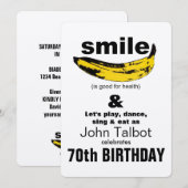 Smile est bonne 70e anniversaire Invitation de fêt (Devant / Derrière)