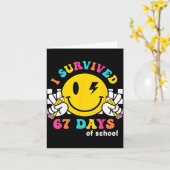 Smile Face I Survived 67 Days Of School Kaart (Gele Bloem)