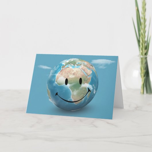 Smile Face op Earth Wereldbol Kaart (Voorkant)