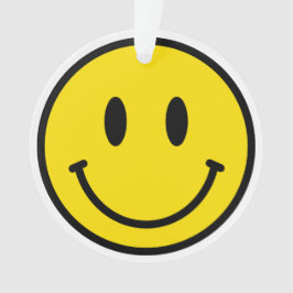 Smile Face Yellow Black White Happy Face Emoji Ornament
