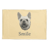 Smile French Bulldog Beige Kussensloop (Achterkant)