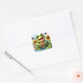 Smile Frog en Zee Turtle Scene Vierkante Sticker (Envelop)