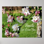 Smile God houdt van je bloesems Inspirerend Poster (Voorkant)