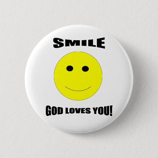 Smile god houdt van je knop ronde button 5,7 cm (Voorkant)