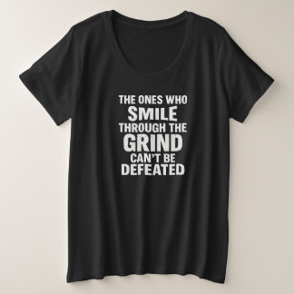 Smile grind gym motivatie citaat met witte tekst grote maat t-shirt