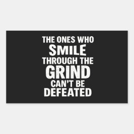Smile grind gym motivatie citaat met witte tekst rechthoekige sticker