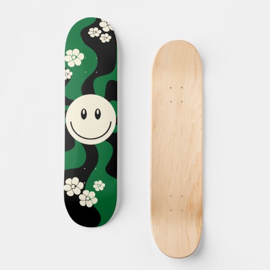 Smile - Groen, Cream en Zwart Skateboard (Voorkant)