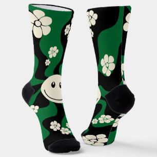 Smile - Groen, Cream en Zwart Sokken
