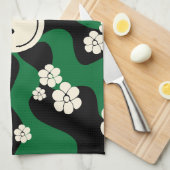 Smile - Groen, Cream en Zwart Theedoek (Quarter Fold)