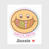 Smile Happy Face Fun Nom Personnalisé Sticker Text (Feuille)