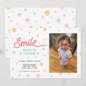 Smile Happy Face Photo Anniversaire Invitation (Devant / Derrière)