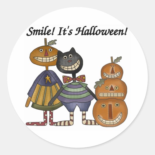 Smile Het is Halloween Ronde Sticker (Voorkant)