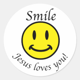 Smile, Jezus houdt van je Ronde Sticker