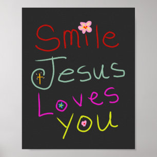 ‘Smile Jezus Houdt van Jou’ Kleurrijk Schrift Poster