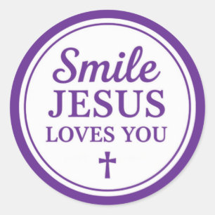 Smile Jezus Houdt Van Jou Ronde Sticker
