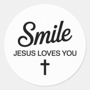Smile Jezus Houdt Van Jou Ronde Sticker