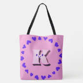 Smile letter K met harten schouder Canvas tas (Achterkant)