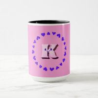 Smile Letter K met Hearts Coffee Mok
