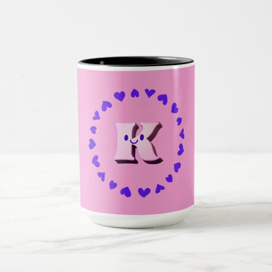 Smile Letter K met Hearts Coffee Mok (Midden)