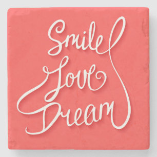 Smile Love Dream Stenen Onderzetter