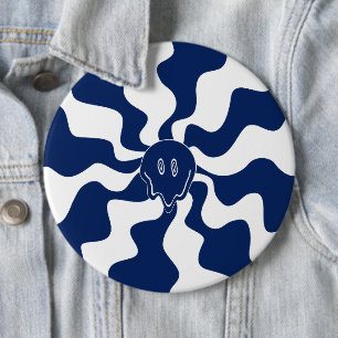 Smile Melt in blauw en wit Ronde Button 6,0 Cm