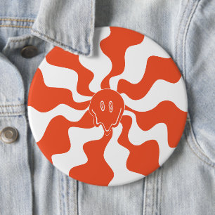 Smile Melt in Sinaasappel & Wit Ronde Button 6,0 Cm