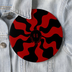 Smile Melt Retro Rood en Zwart Ronde Button 6,0 Cm