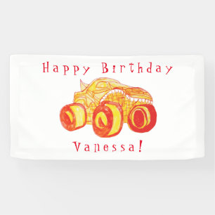 Smile Monster Truck Rally Verjaardagsfeest Spandoek