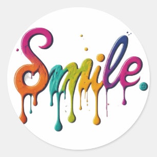 Smile Multicolor Tekstontwerp Ronde Sticker