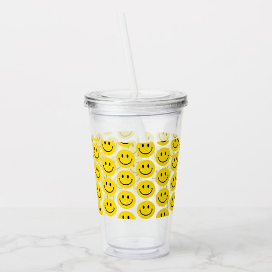 Smile Pattern Happy Face Emoji Kinder Plezier Acryl Drinkbeker (Links)