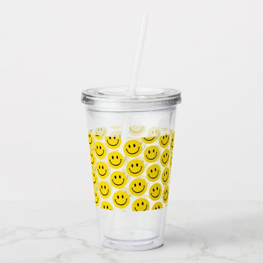 Smile Pattern Happy Face Emoji Kinder Plezier Acryl Drinkbeker (Achterkant)