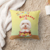 Smile Pup: Happy Birthday Bichon & Cake Art Kussen (Deken)