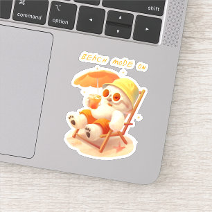 Smile Pup: Strandmodus Aan Glimlachende Bichon Fri Sticker