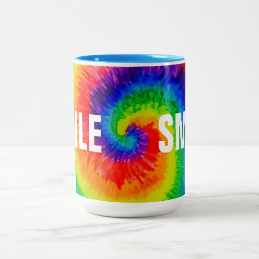 SMILE Rainbow Cravate-Dye Mug à deux tons, 15 oz (Centre)