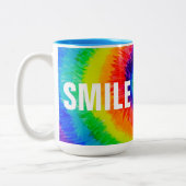 SMILE Rainbow Cravate-Dye Mug à deux tons, 15 oz (Gauche)