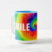 SMILE Rainbow Stropdas-Dye Two-Tone Mok, 15 oz Tweekleurige Koffiemok (Voorkant links)