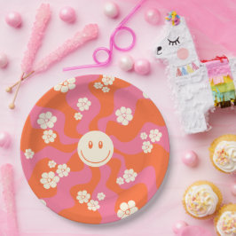 Smile - Roze, Oranje en crème Papieren Bordje