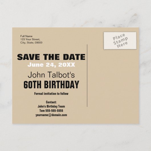 Smile Save the Date 60th Birthday Briefkaart (Achterkant)