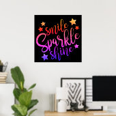 Smile Sparkle Shine Black Multi Poster (Bureau à domicile)