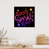Smile Sparkle Shine Black Multi Poster (Cuisine)