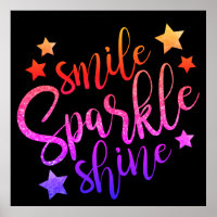 Smile Sparkle Shine Black Multi Poster
