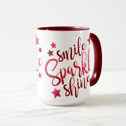 Smile Sparkle Shine Bourgogne Mok (Voorkant rechts)