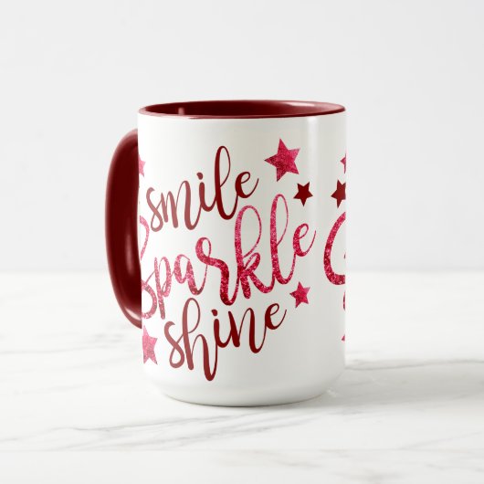 Smile Sparkle Shine Bourgogne Mok (Voorkant links)