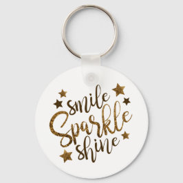 Smile, Sparkle, Shine Button Key chain Sleutelhanger