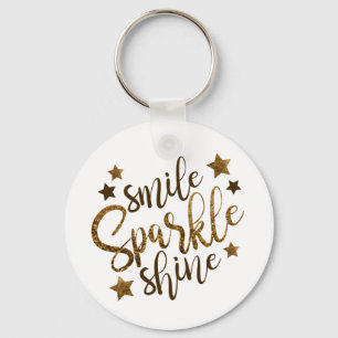 Smile, Sparkle, Shine Button Key chain Sleutelhanger