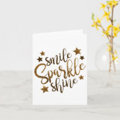 Smile Sparkle Shine, étoiles carte de voeux or (Fleur jaune)