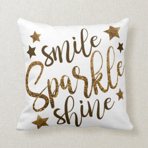 Smile Sparkle Shine - goudbekistering - kussen