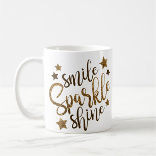 Smile Sparkle Shine Quote Inspirerend Motivatie Koffiemok