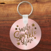 Smile Sparkle Shine Roos Gold Metallic Sleutelhanger (Voorkant)