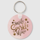 Smile Sparkle Shine Roos Gold Sleutelhanger (Voorkant)